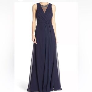 ELIZA J Fit & Flare Embellished Chiffon Dress